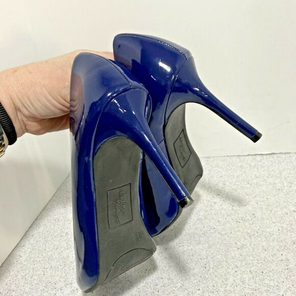 Dexflex Comfort high heel platform pumps US 9.5M blue patent open toe shoes - Picture 8 of 9